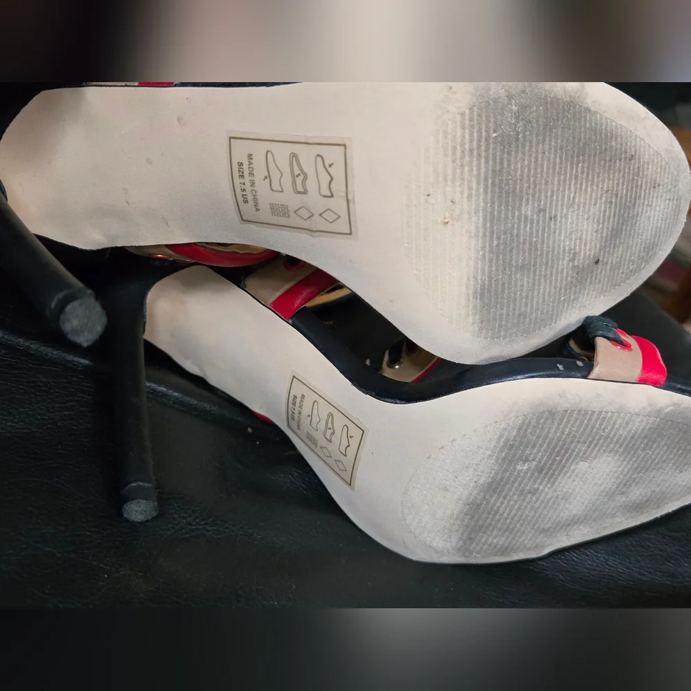 GX by Gwen Stefani GORGEOUS Black & Red Women's Heels sz7.5 - Picture 5 of 7